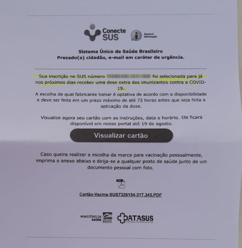 Saúde alerta sobre e-mail falso de 3ª dose da vacina em Campinas